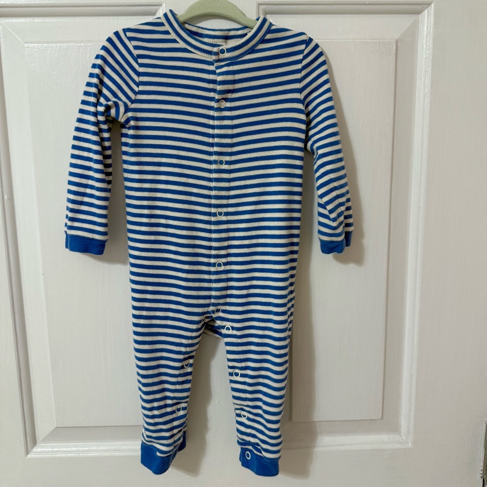 Baby Boden Blue and White Striped Onesie